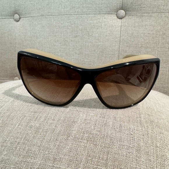 CHANEL Black and Brown Sporty Wrap-Around Sunglasses - Picture 1 of 5